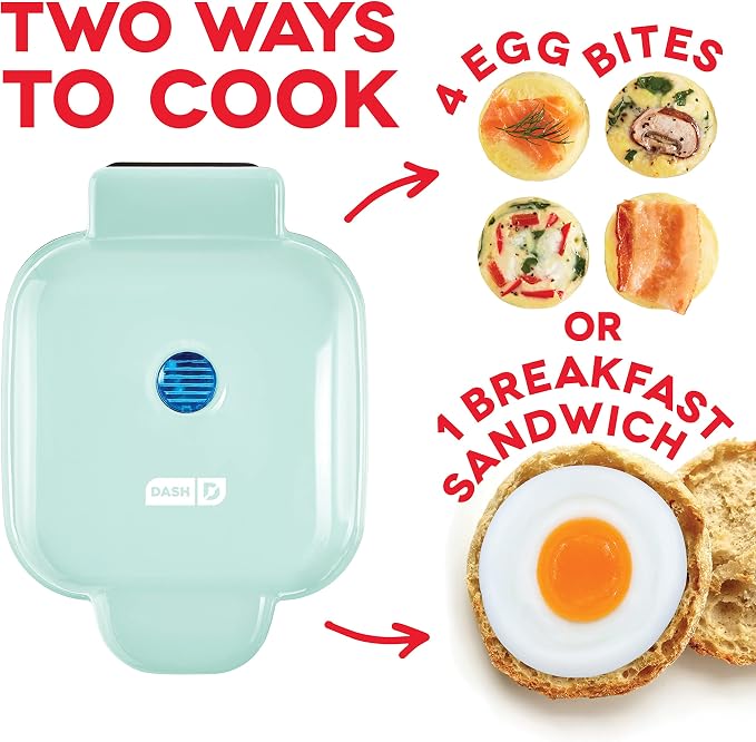 DASH Deluxe Sous Vide Style Egg Bite Maker with Silicone Molds for Breakfast Sandwiches, Healthy Snacks or Desserts, Keto & Paleo Friendly, (1 large, 4 mini) - Aqua (Pack of 8)