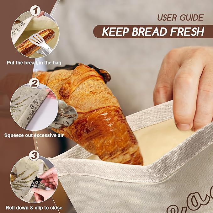 Beeswax Bread Bags for Sourdough, 2 Pack Reusable Bread Bag for Storage XL 17x13 Inch, Large Linen Beeswax Bread Bags for Homemade Sourdough with 1 Linen Bowl Cover - Keep Fresh, Freezer Safe