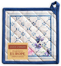 Maison d' Hermine Pot Holders 100% Cotton Heat Resistant Potholders 8" x 8" Hot Pads with Loop BBQ Cooking Baking Gifts for Mothers Day Handling Hot Pans Spring/Summer (Pack of 1, Faience)