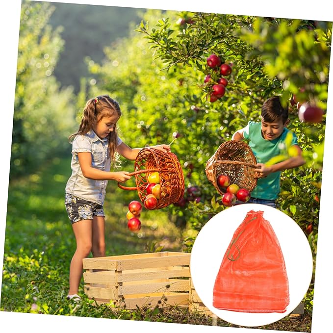 ULTECHNOVO 50pcs Mesh Tote Bag Drawstring Reusable Mesh Produce Bags Net Storage for Fruits Vegetables