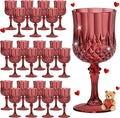 7OZ Plastic Wine Glasses, Reusable Vintage Goblets Unbreakable Drinking Glasses Crystal Water Cups Champagne for Wedding, Parties (24, Burgundy)
