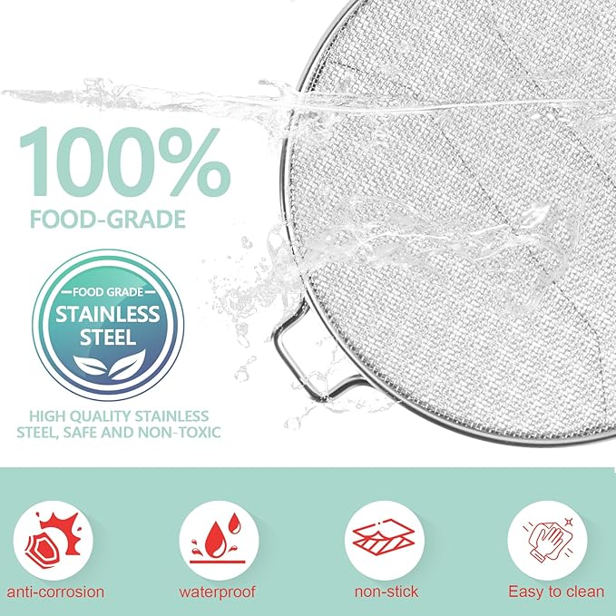 Splatter Shield & 100PCS Paper Liners for Ninja IG651,IG600,IG601 Foodi Air Fryer Accessories, Stainless Steel Splash Guard Replacement Parts for Ninja 6 in 1 Smart XL Indoor Grill Mesh Screen
