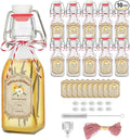 10 Pack Swing Top Glass Vanilla Extract Bottles 4 oz with Lids, Vanilla Labels & Funnel, Boston Square Bottles for Homemade Syrup, DIY Gifts, Flip Top Jars for Extract