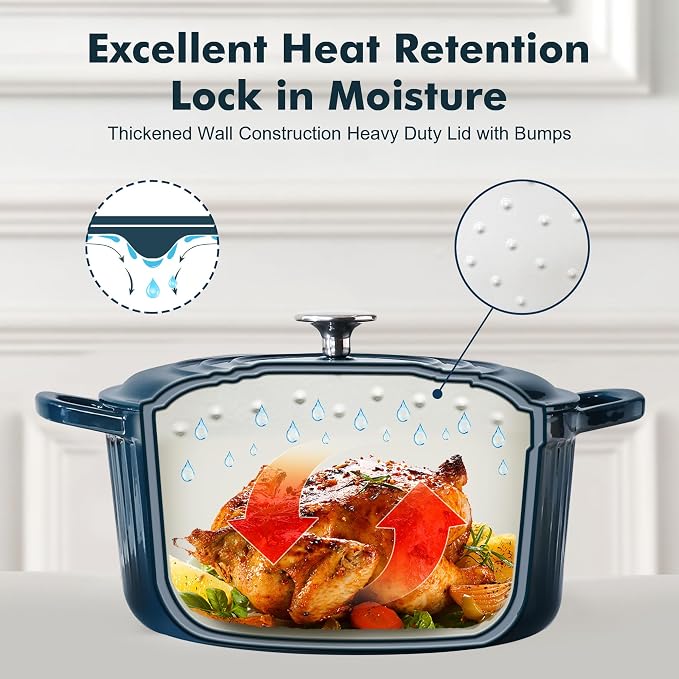 SENSARTE Enameled Cast Iron Dutch Oven Pot with Lid 3.5/5.5/6.5 Quart Heavy-Duty Round Dual Handles Kitchen Pot with Cotton Potholders & Silicone Trivet, Pot for Bread Baking, Stews, Braising, Roasting, Oven Safe, 6.5 Quart, Emerald Green