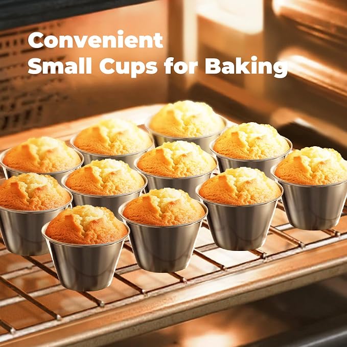 Fit Meal Prep [24 Pack 4 oz Stainless Steel Dipping Sauce Cups, Reusable Metal Ramekins, Commercial Grade Condiment Bowls, Individual Portion Cups, Small Round Au Jus Cup for Home, Restaurant