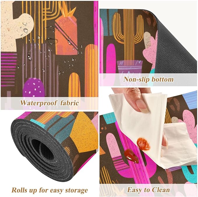 Brown Colorful Cactus Trivet Table Runner Heat Resistant 230F for Hot Dishes Pots Plates Kitchen Dining Table Protector Decorative 39.37x 11.8