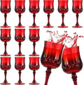 Pinkunn 12 Pcs 7 oz Plastic Vintage Wine Glasses Reusable Colored Goblets Patterned Drinking Water Glasses Cup Dishwasher Safe for Mother's Day Wedding Reception Party Supplies (Red)