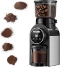 Electric Coffee Grinder, Burr Coffee Beans Grinder with 30 Grinding Settings, Burr Mill Grinder for Home Use, Touchscreen Adjustable 2-10 Cups or 40-Second Timer, Stainless Steel