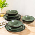 AmorArc Ceramic Dinnerware Sets,Handmade Reactive Glaze Stoneware Plates and Bowls Sets,Highly Scratch Resistant | Dishwasher & Microwave Safe Dishes Set,Service for 4 (12pc)