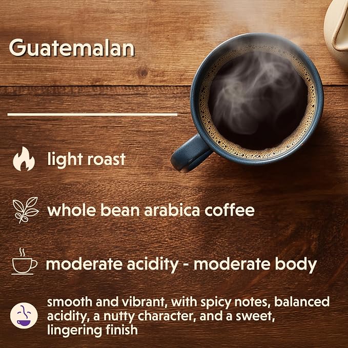 Coffee Bean Direct Guatemalan, Whole Bean Coffee, Arabica Coffee, Light Roast, 5 Pound Bag (Pack of 1)