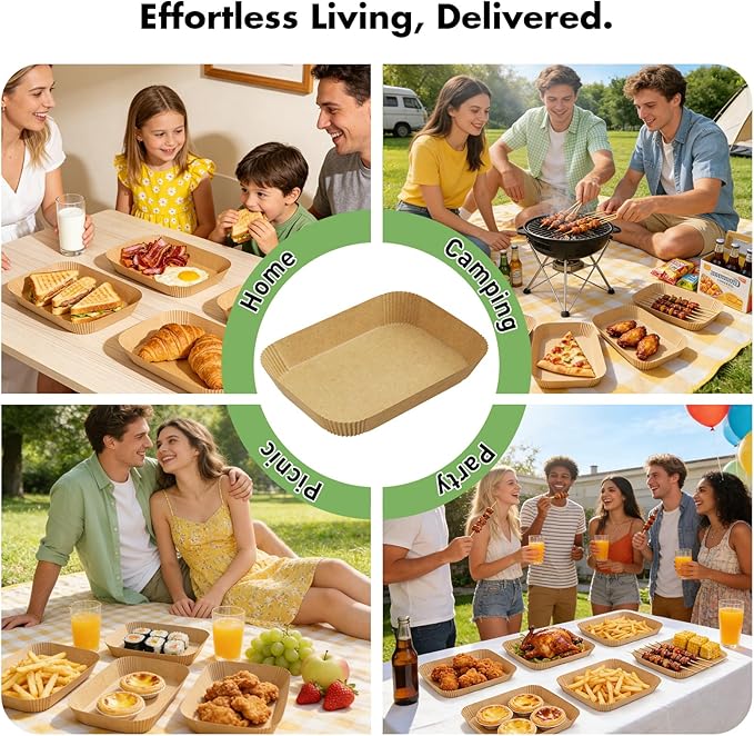 200Pcs 8x5.5 Inch Air Fryer Liners Disposable, Airfryer Paper Liners for 5-8 QT, Liners Paper Oil Proof and Easy Cleanup, Non Stick Air Fryers Accessories, Baking Liners, Parchment Paper Sheets