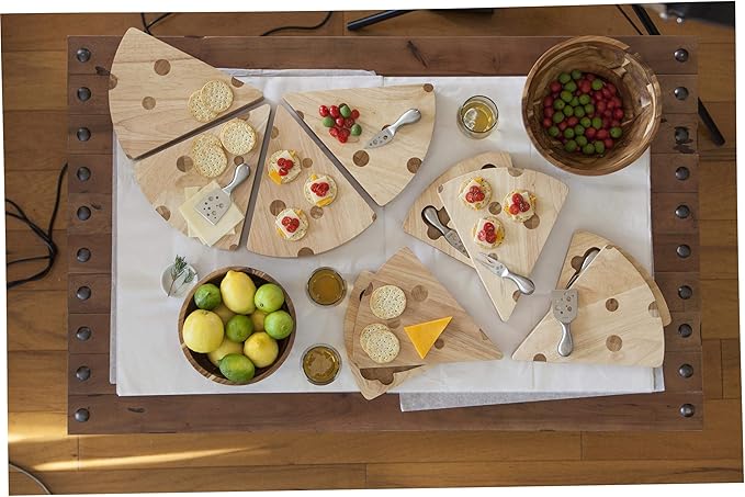 PICNIC TIME Swiss Cheese Board & Knife Set, Novelty Charcuterie Board Set with Cheese Knifes, Cheese Boards Charcuterie Boards, Serving Platter, (Parawood)