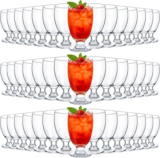 Patelai Set of 48 Water Goblet, 10.5 oz Clear Drinking Glasses Bulk Dishwasher Safe, Stemmed Water Glass for Juice Wine Beer Tea Sangria Cold Beverages, Reusable Glassware for Home Party Restaurant