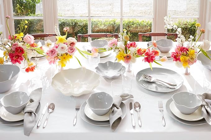 Portmeirion Sophie Conran Floret 4 Piece Place Setting | Dinner Plate, Salad Plate, Cereal Bowl, and Mug | Made from Porcelain | Microwave and Dishwasher Safe – Robins Egg