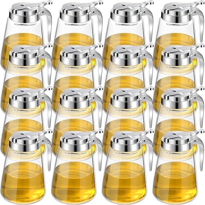 Zopeal Set of 12 Honey Maple Syrup Dispenser 12 oz Glass Bottle Syrup Pitcher Containers with Retracting Spout for Restaurants Sugar Coffee Milk Creamer Condiment, 3.2 x 4.8 Inches