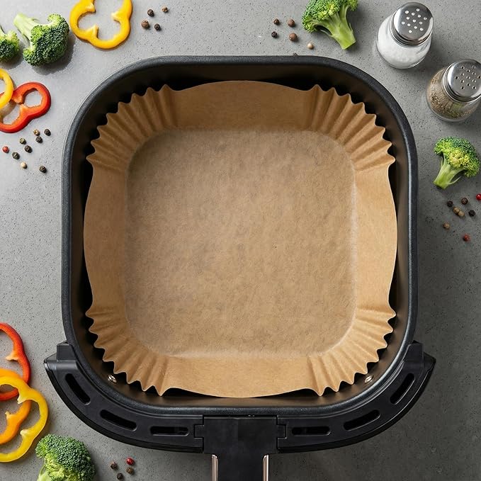 400Pcs Air Fryer Liners Disposable,8" Square Food Grade Air Fryer Paper Liners,Non-Stick Parchment Paper Liners for Ninja AF141 5 QT Pro AF181 6.5QT,Cosori Chefman 6 QT &Other 5 to 8Qt Airfryer