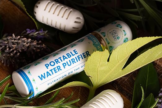 PURIBLOC GOpure Water Purifier, Portable Water Filter, Pod Water Filter System, Ideal for Camping, Backpacking, Running Water Bottle, and More, Pack of 2