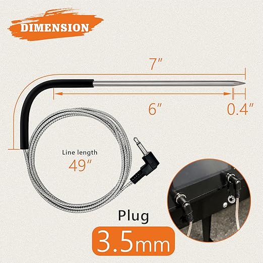 Replacement Parts Kit Temp Meat Probe and Auger Motor Replacement Parts, with 2 Pack Probe Grommets, Probe Clips