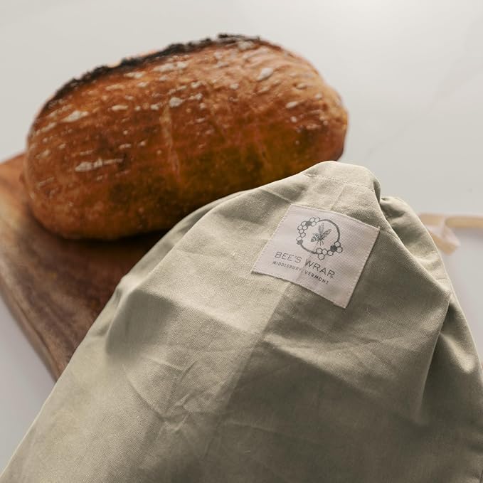 Bee’s Wrap Beeswax Bread Bag - 2 Bakery Lane Reusable Beeswax-Lined Bread Storage Bags - Breathable & Sustainable Homemade Bread Saver - Plastic Free Eco-Friendly Alternative