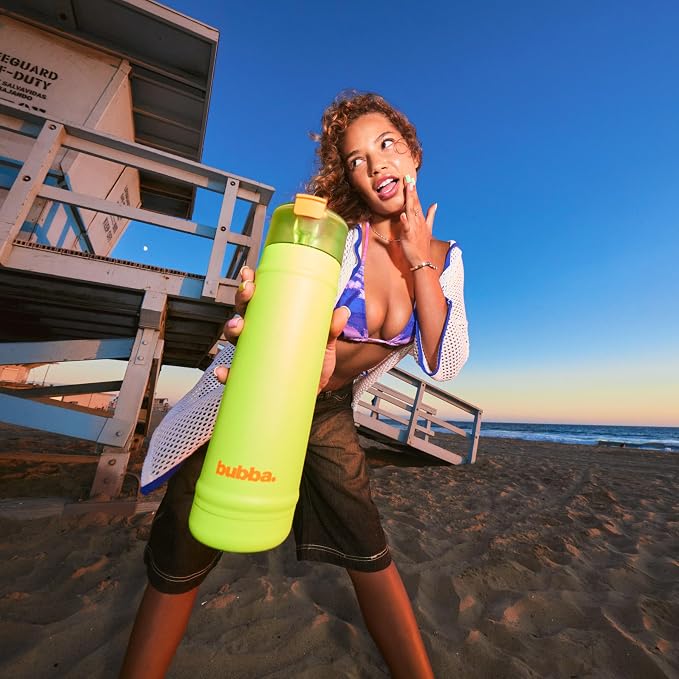 bubba 18 oz Dualsip Insulated Stainless Steel Water Bottle with Straw - Reusable, Leakproof, Lightweight, Dishwasher Safe, Lead-Free and BPA-Free, Flora Aura