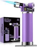 RAVS 2 Flame Mode Butane Torch Lighter, Refillable Kitchen Torch | Metal Body Cooking Torch for Baking, BBQ, Soldering Torch with Adjustable Flame & Safety Buckle,Purple, Gas Not Included