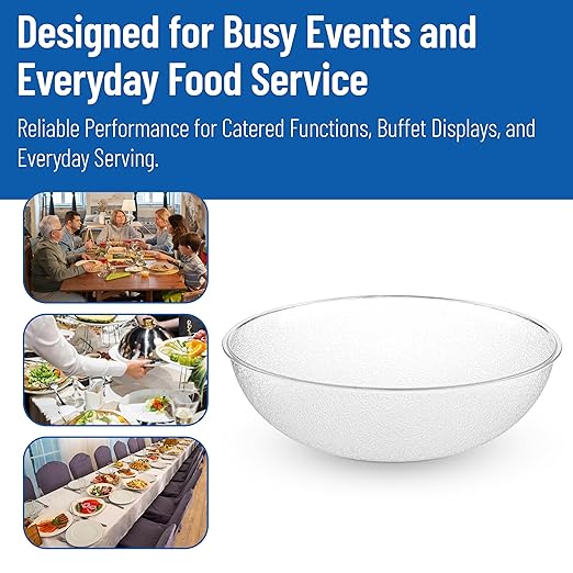Carlisle FoodService Products 721507 Round Pebbled Salad Serving Bowl, 11 Quart, Clear