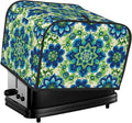 Green Blue Batik Covers for 4 Slice Toasters,Cute Country Bread Machine Cover with Handle,Washable Stain Resistant Kitchen Small Appliance Cover Dining Decor