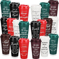 Skylety 60 Pack Bulk Christian Gifts for Men Women 16oz Reusable Bible Verse Tumbler Plastic Coffee Cup with Lid Inspirational Religious Church Gift for Teacher Graduation Party Favor (Classic Color)