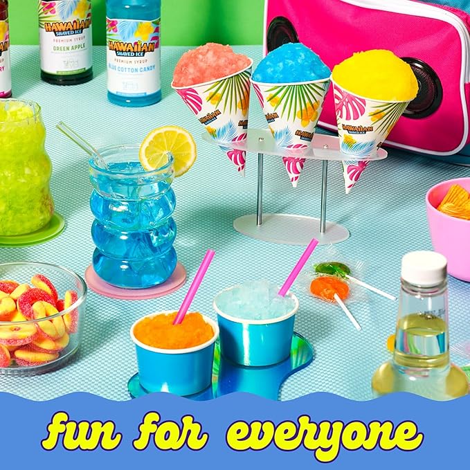 Hawaiian Shaved Ice Blue Raspberry Syrup - Made Nut Soy Dairy Free in the USA - Flavor Fluffy Shaved & Crunchy Snow Cone - Shelf Stable After Opening - Makes 8 Servings - 16 ounces