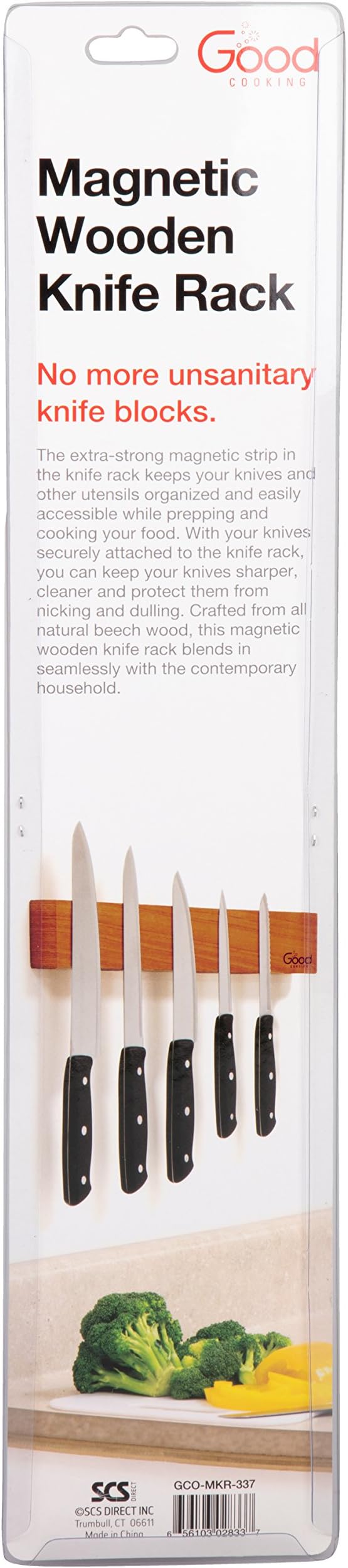 Good Cooking Magnetic Knife Strip w XL 18" Design- Powerful Magnet Wooden Knife Rack for Easy Wall Mounting- Secure your Knives and Utensils and Free Up Space