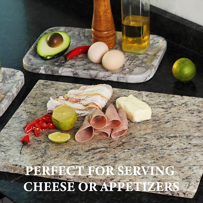 Koville Marble Cutting Board for Kitchen, 16x12 Inches Large Marble Slab Cheese Board, Rectangular Serving Board for Baking Charcuterie Pastry, Natural Stone Board for Countertop (Ornamental)
