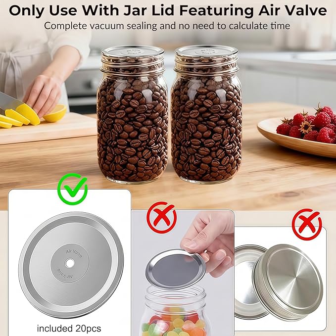 Handheld Vacuum Sealer for Food, Electric Food Vacuum Sealer Machine with Water Tank, 15 Vacuum Bag & 20 Mason Jar Lids, 60Kpa Suction for Food Preservation, Seal Food 8X Fresh Longer, Seal Meal Saver