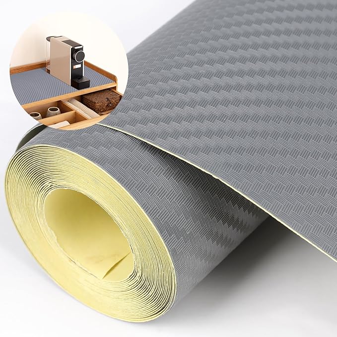 Self-Adhesive Shelf Liner Kitchen Liner, Waterproof Backed Paper Easy Peel and Stick Contact Liner Without Residue for Decor Your Desk Surface, Kitchen Countertops (Silver, 23.6 x 118.1 inches)