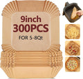 9 Inch Air Fryer Liners Disposable-300PCS Square Parchment Paper Liners,Heat Resistant & Non-Stick,Unbleached Liners for Air Fryer,Oven,Roasting,Baking,Microwave（Bottom is 8 Inch）