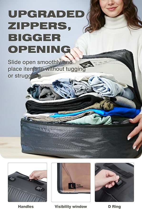AirVault Reusable Vacuum Compression Travel Bag for Carry-On Suitcase and Backpack, Recycled IPX8 Waterproof Space Saver Vacpack (41L Gray (3-Pack) (Air Pump Included)