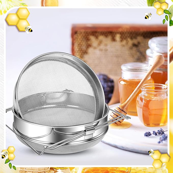2 Set Honey Strainer for 5 Gallon Bucket Stainless Steel Honey Filter Double Strainer Bee Keeping Equipment Filter Bee Keeping Extract Tools