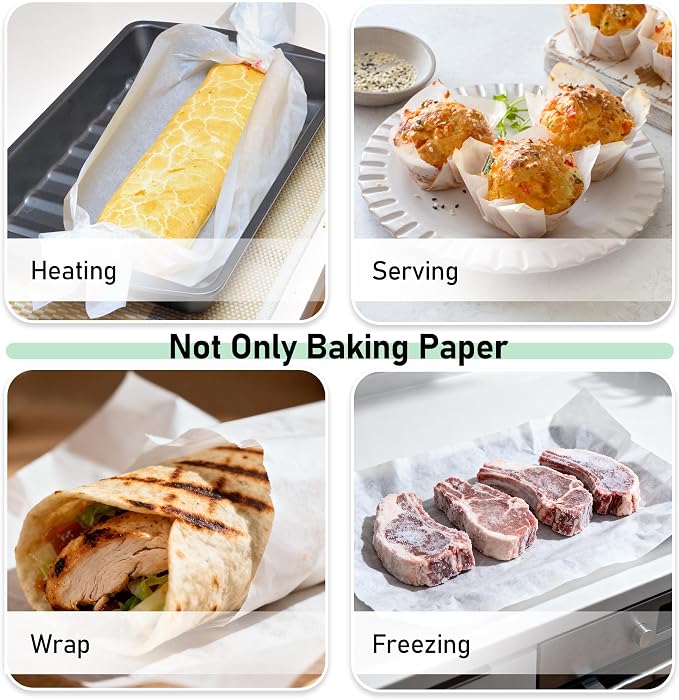 EcoDispose Non-Stick Precut Parchment Paper Baking Sheets Half Pan liner for Bake (12-3/16" x 16-3/8",White,500PCS)