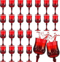 Pinkunn 24 Pcs 7 oz Plastic Vintage Wine Glasses Reusable Colored Goblets Patterned Drinking Water Glasses Cup Dishwasher Safe for Mother's Day Wedding Reception Party Supplies (Red)