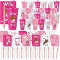 Feifeiya 72 Pcs/ 24 Set Cowgirl Cups Set 24 oz Staff Pink Tumbler with Lids and Straws Inspiration Ballpoint Pens Bulk for Cowgirl Party Favors Rodeo Party Birthday Decoration Supplies