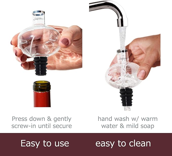Soireehome - In Bottle Wine Aerator - For Red Wine, White Wine, And Rose Wine! - Made Of Glass, Makes Your Wine Taste Better