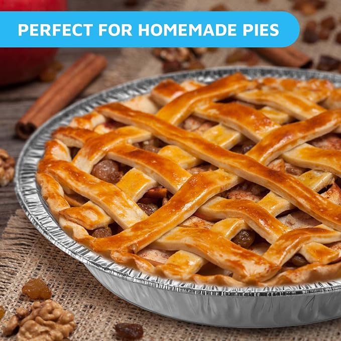 MontoPack Disposable Aluminum Foil Pie/Tart Pan | Round Cake Pan for Baking Personal Mini Pies, Homemade Cakes & Quiche | 9 Inch Pie/Tart Pans - 100 Pack