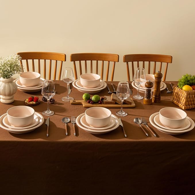 Timeworn Clay Dinnerware Set, 6 Pieces, Creamy White | Stoneware Sets for 2, Hand-Finished Glaze, Farmhouse Plates and Bowls, Microwave and Dishwasher Safe