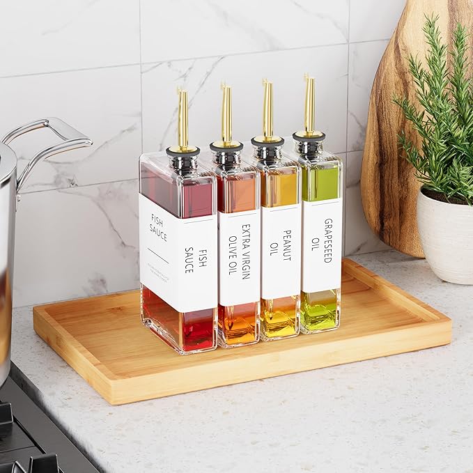 4 Pack Gold Coffee Syrup Dispenser and 4 Pack Gold Oil Dispenser Combo