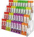 4-Tier Acrylic Drink Packet Organizer with 20 Compartments, Sugar Packets Drink Mix Organizer, Water Flavor Packet Holder for Kitchen Pantry Cabinet Storage Coffee Station