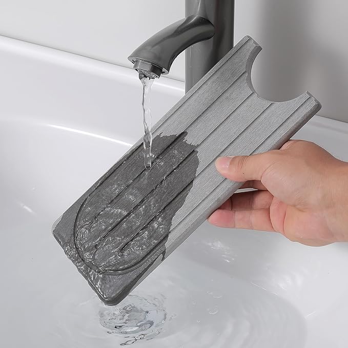 Stone Faucet Mat for Kitchen Sink, Diatomite Fast Drying Absorb Moisture Tray, Prevents Water Buildup, Durable Anti-slip Splash Guard Sink Protector (White, 20“x4”)