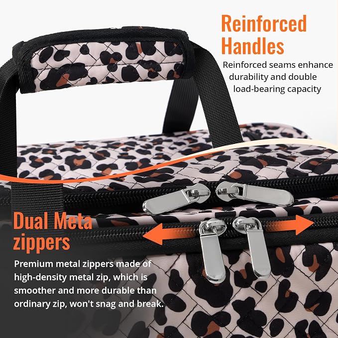 Insulated Casserole Carrier - Portable Casserole Carrier for Hot or Cold Food, Lasagna Holder for Parties,Picnic,Cookouts,Traveling - Fits 9" x 13" Baking Dish (Leopard Print)