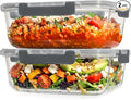 Razab 2 Pcs 1860ml / 63 Oz Large Glass Food Storage Containers with Lids - Glass Meal Prep Containers with Locking Lids for Roasting, Storing Leftover, Lunch Container, BPA Free, Microwave & Oven Safe