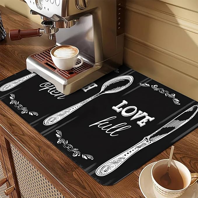 Decorative Stove Top Covers for Electric Stove 28"x20" – Heat Resistant Glass Cooktop Protector Dish Drying Mat – Non-Slip Rubber Backing Washer Top Cover Waterproof Extra Counter Space (Kitchen 2)
