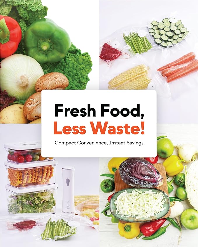 Reusable Vacuum Sealer Bags for Food, XXL 10 Pack (30 x 49 cm / 11.8 x 19.3 in) – BPA‐Free Leak‐Proof Zip Bags with Air Valve, Freezer & Sous Vide Safe, Works with Handheld Sealers