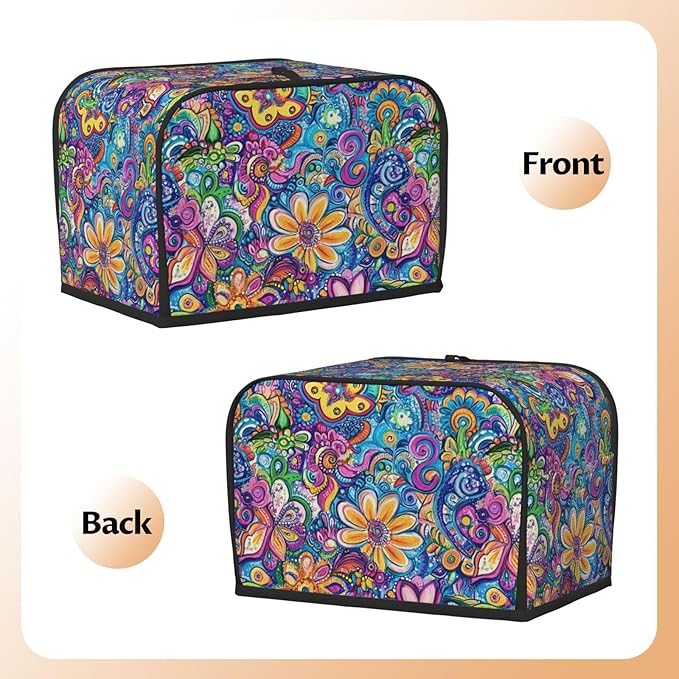 Toaster Cover 2 Slice Watercolor Flower Abstract Colorful Kitchen Small Appliance Covers with Pockets Dust and Fingerprint Protection